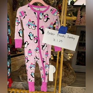 Little Sleepies Pink Penguin Party Zippy | Size 12-18 months NWT